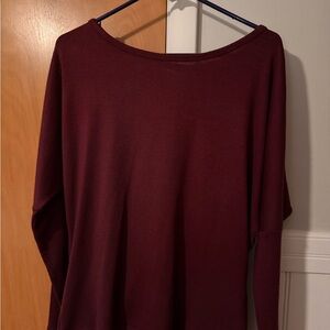 White House Black Market Burgundy Long Sleeve Top